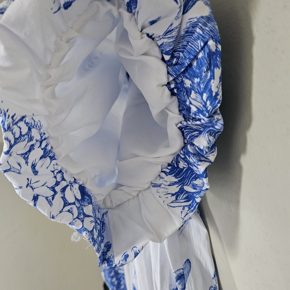 T Tahari Blue and White Floral Midi Dress - Picture 4 of 8